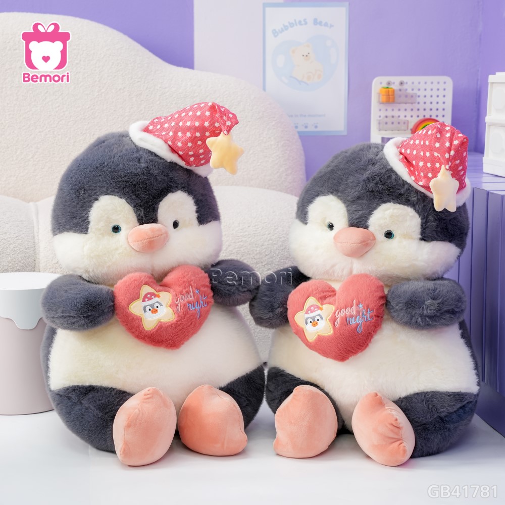 Cánh Cụt Bông Đội Mũ Ôm Tim