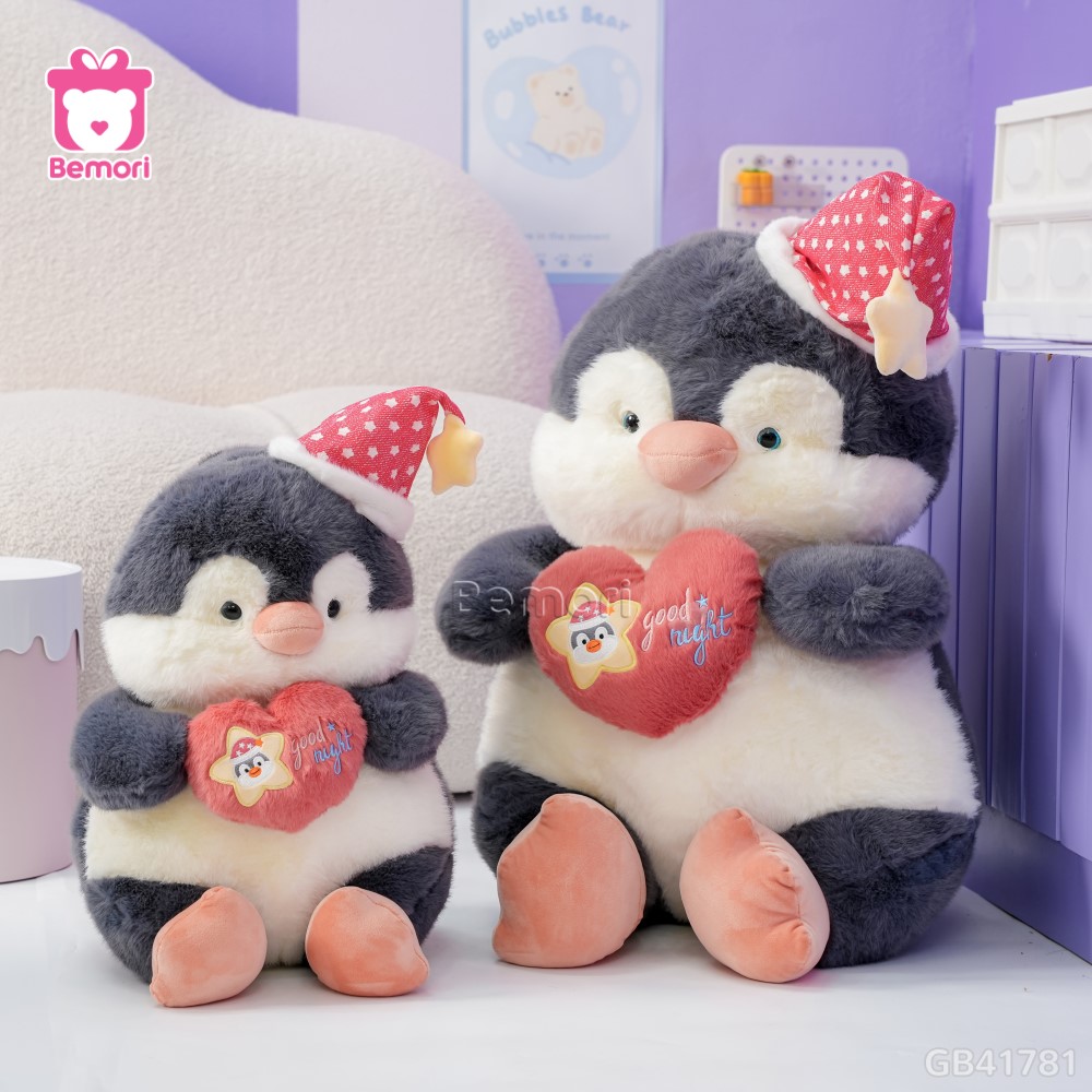 Cánh Cụt Bông Đội Mũ Ôm Tim