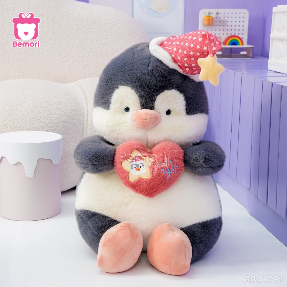 Cánh Cụt Bông Đội Mũ Ôm Tim