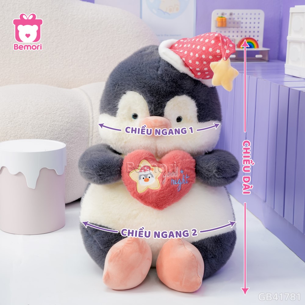 Cách đo kích thước của Cánh Cụt Bông Đội Mũ Ôm Tim