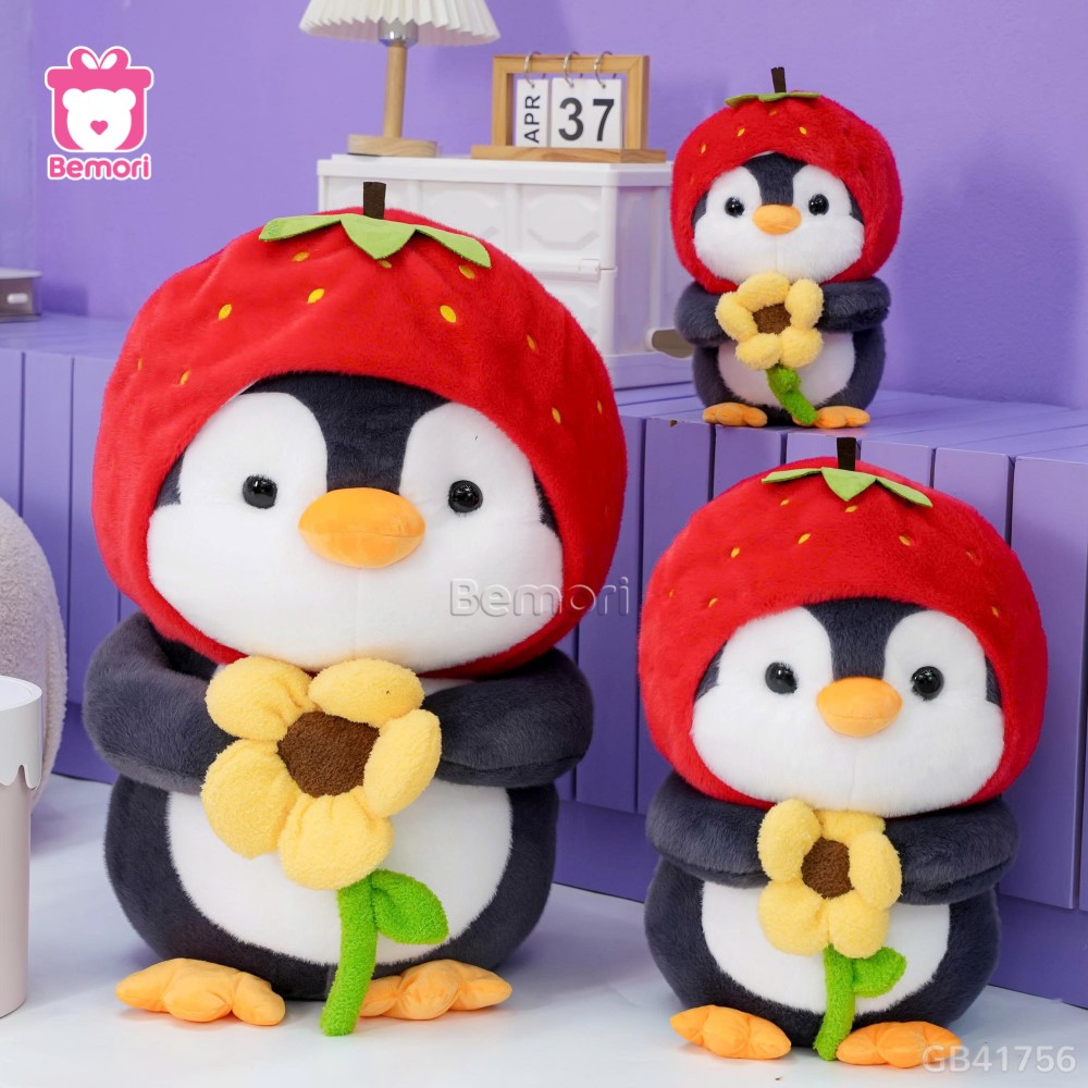 Cánh Cụt Bông Mũ Dâu Cầm Hoa