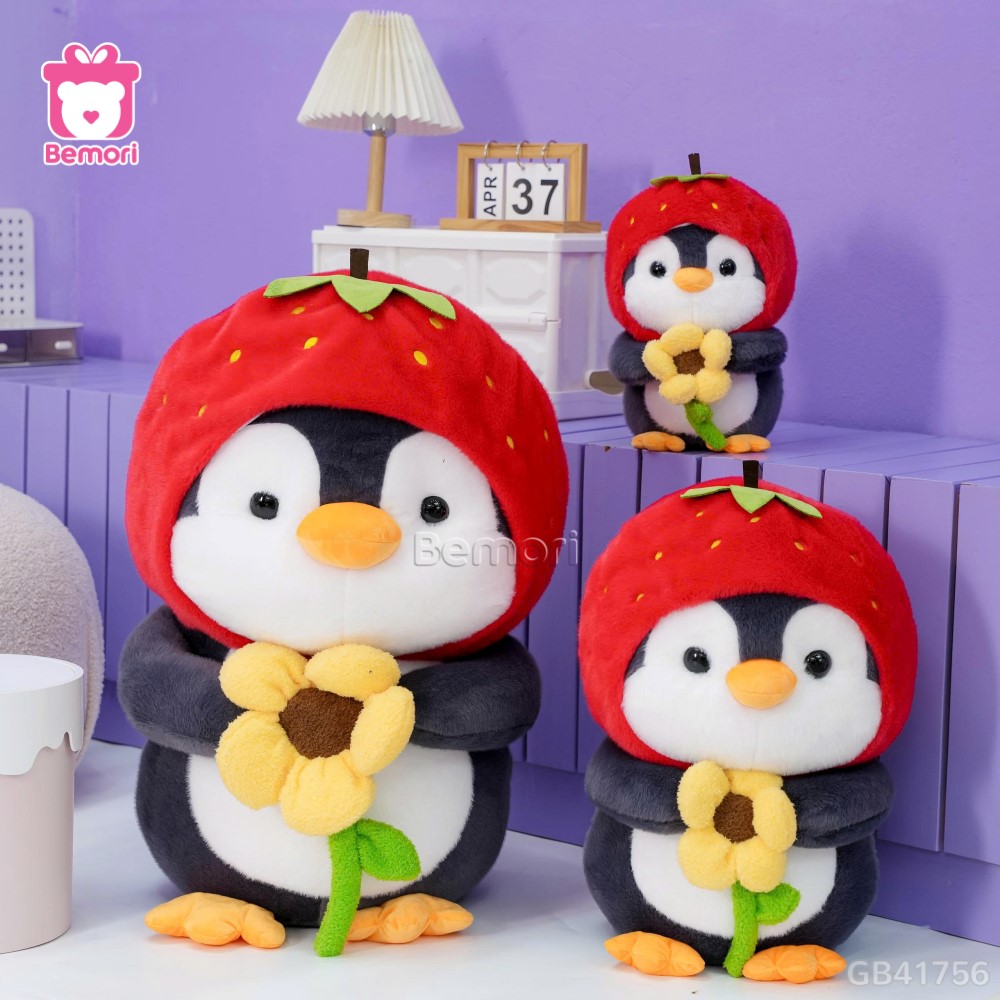 Cánh Cụt Bông Mũ Dâu Cầm Hoa