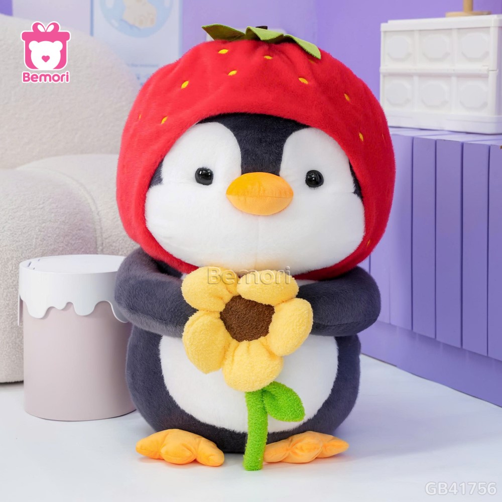 Cánh Cụt Bông Mũ Dâu Cầm Hoa