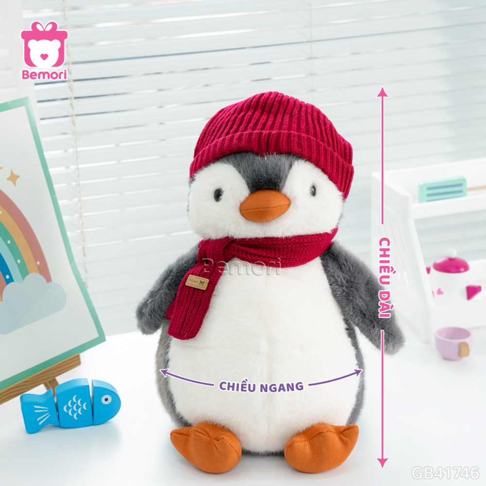 Cách đo kích thước của Cánh Cụt Bông Winter Mũ Khăn Len Đỏ