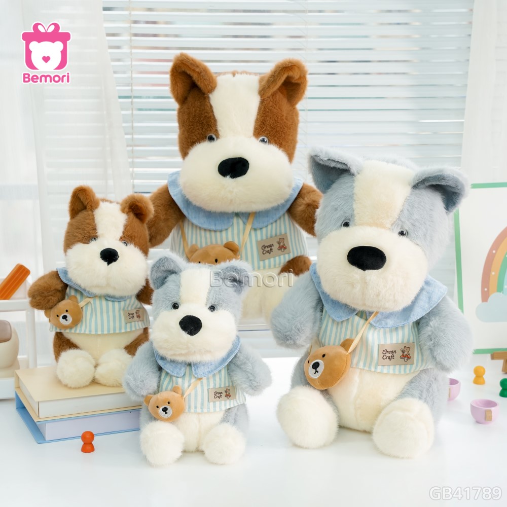 Chó Bông Áo Kẻ Túi Gấu