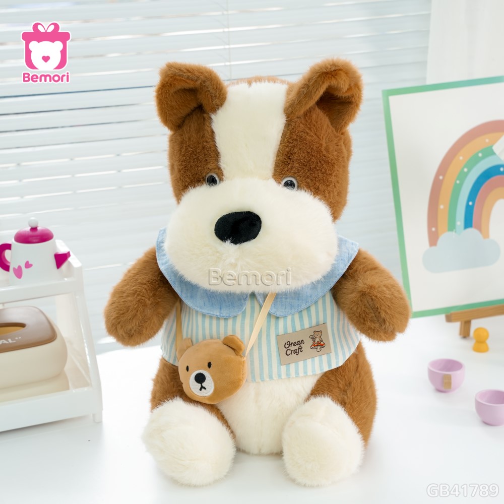 Chó Bông Áo Kẻ Túi Gấu