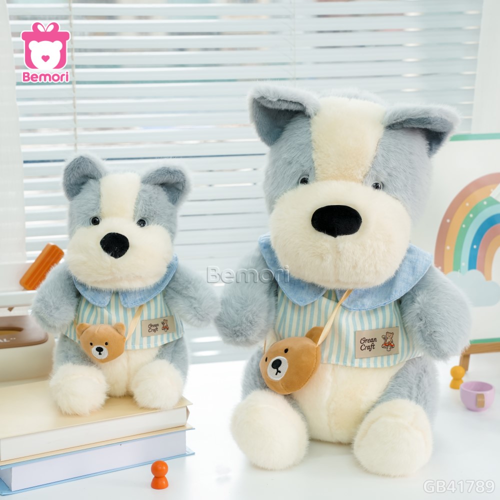 Chó Bông Áo Kẻ Túi Gấu