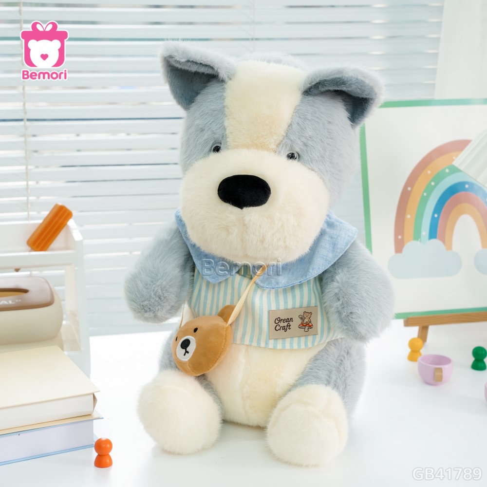 Chó Bông Áo Kẻ Túi Gấu