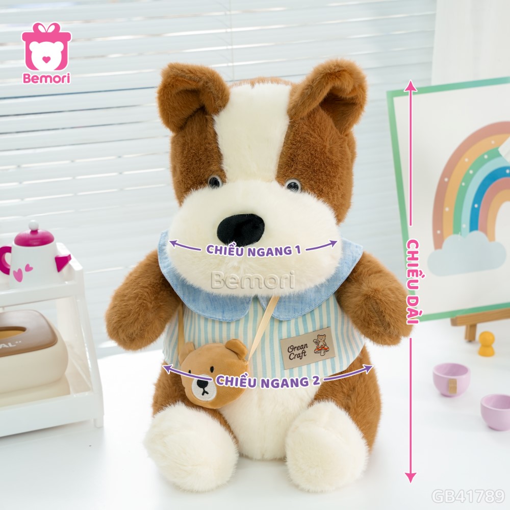 Cách đo kích thước của Chó Bông Áo Kẻ Túi Gấu