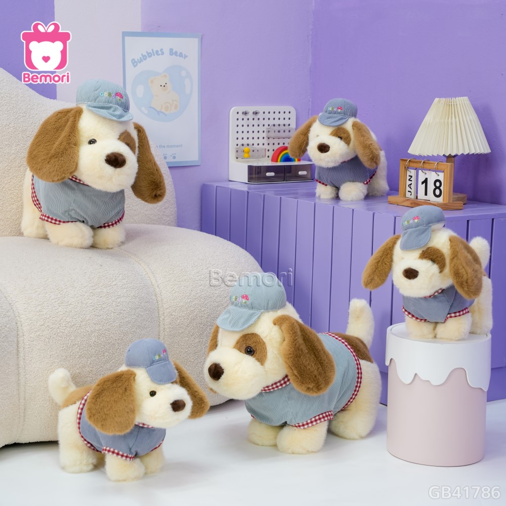 Chó Bông Mũ Áo Jeans