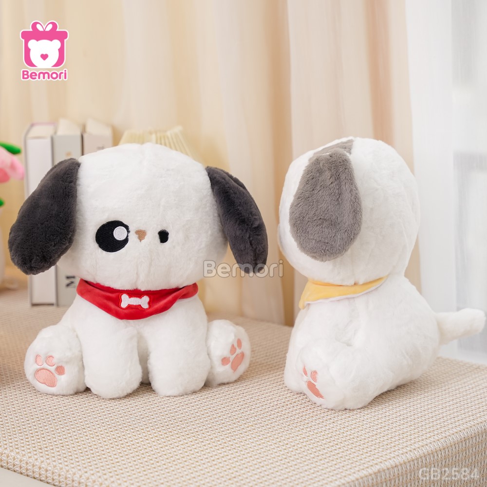 Chó Bông Puppy Quàng Khăn nhỏ xinh làm đồ trang trí bàn học