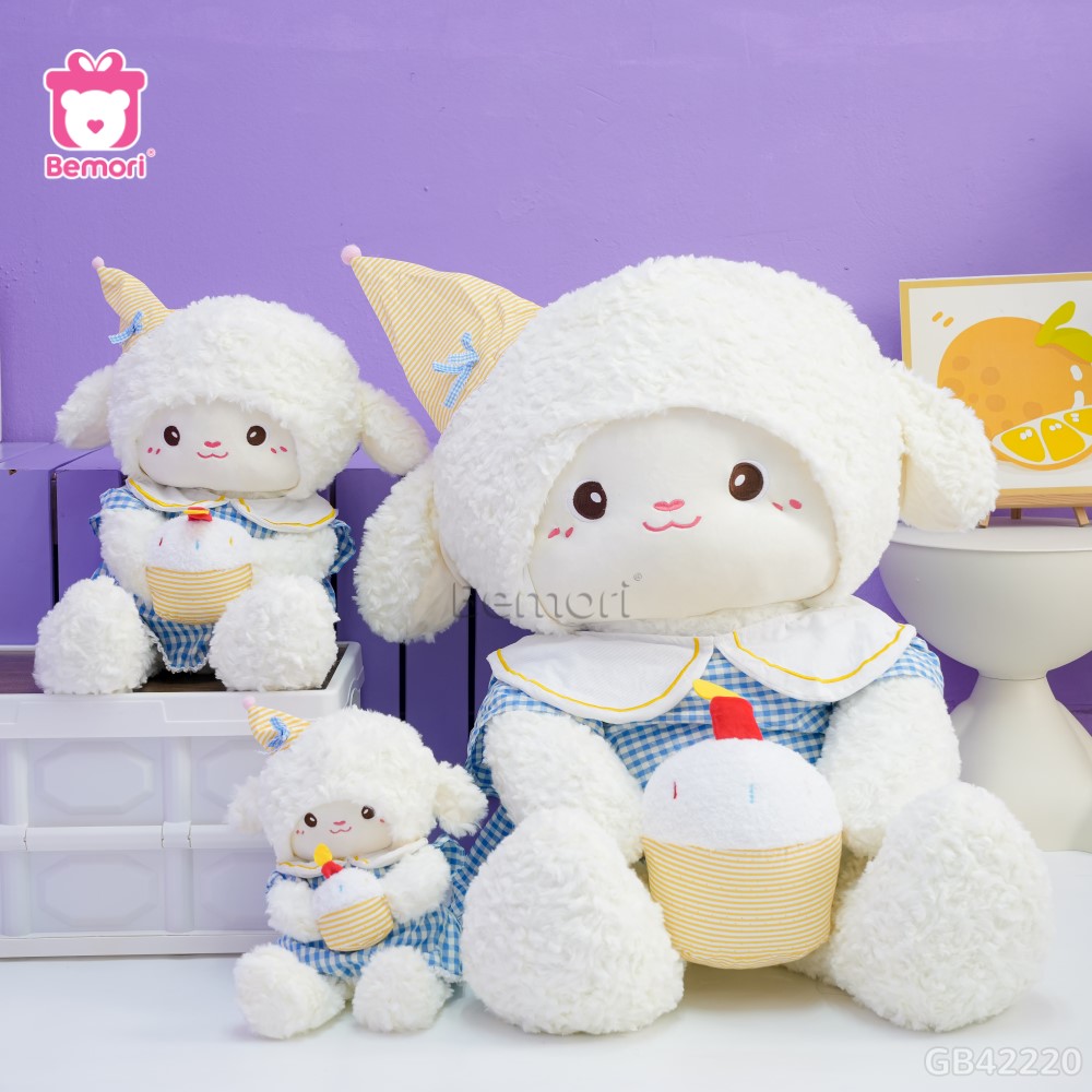 Cừu Bông Baby Váy Kẻ Cầm Bánh
