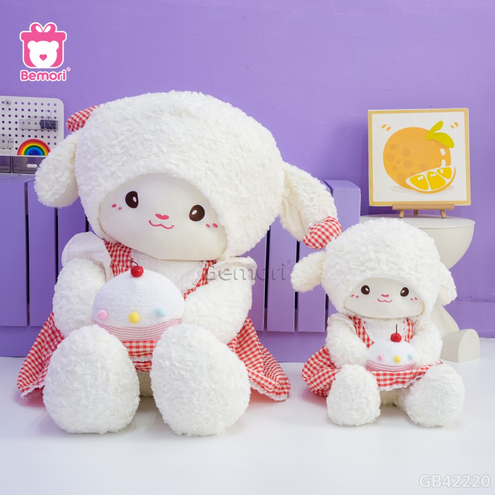 Cừu Bông Baby Váy Kẻ Cầm Bánh