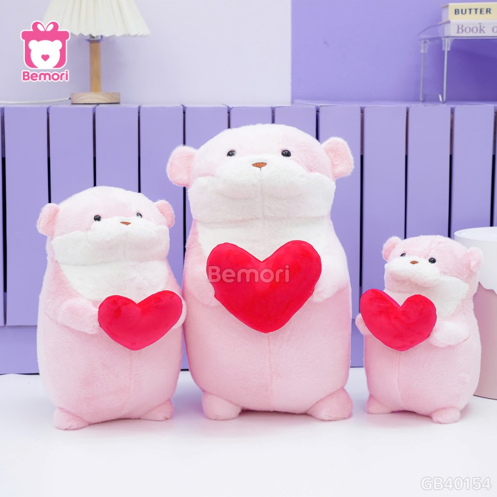 Gấu Bông Raisca Hồng Ôm Tim