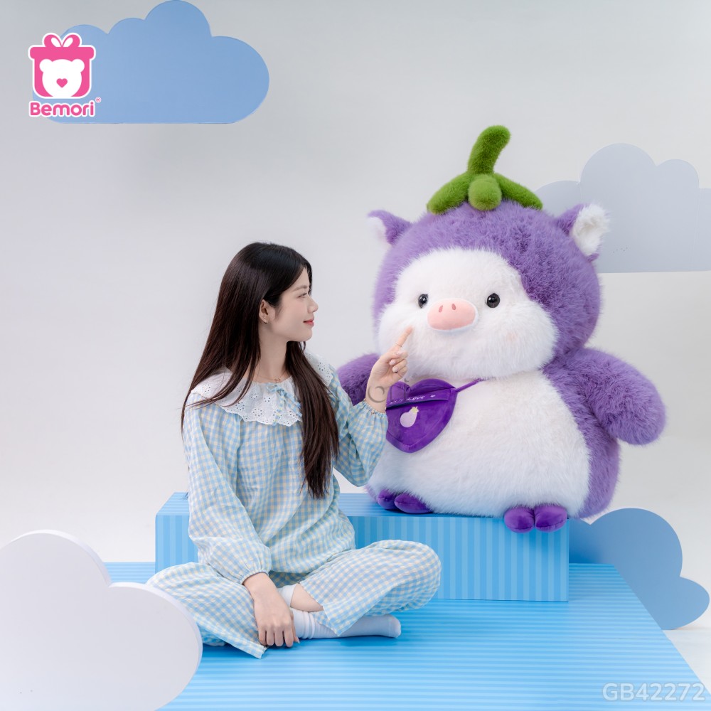 Gấu Bông Heo Cà Tím Mập Mạp Đeo Túi độc lạ