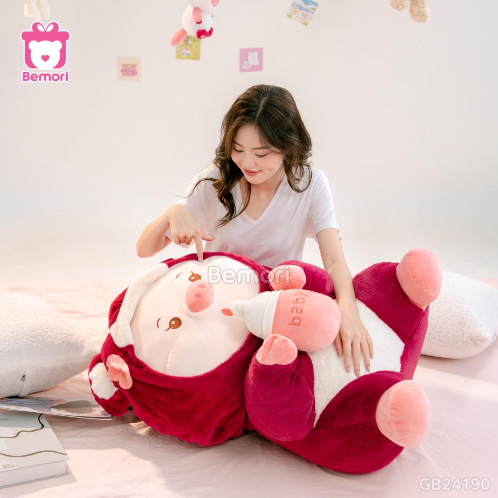 Heo Bông Cosplay Lotso Ôm Bình Sữa Bigsize