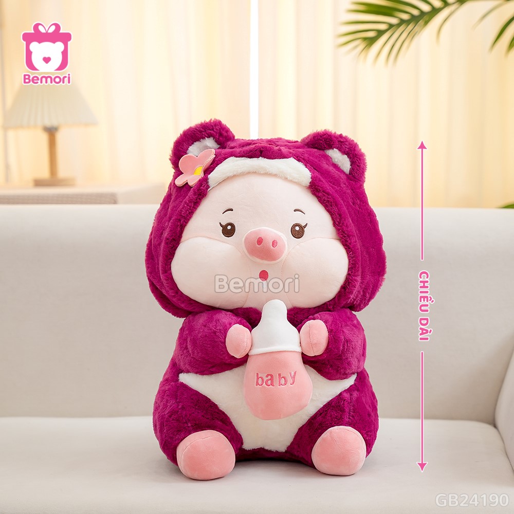 Cách đo kích thước của Heo Bông Cosplay Lotso Ôm Bình Sữa Bigsize