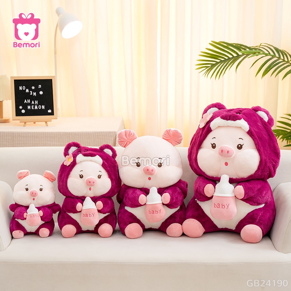 Heo Bông Cosplay Lotso Ôm Bình Sữa màu sắc tươi tắn