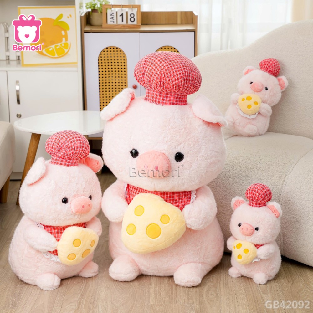 Heo Bông Mũ Yếm Kẻ Cầm Cheese