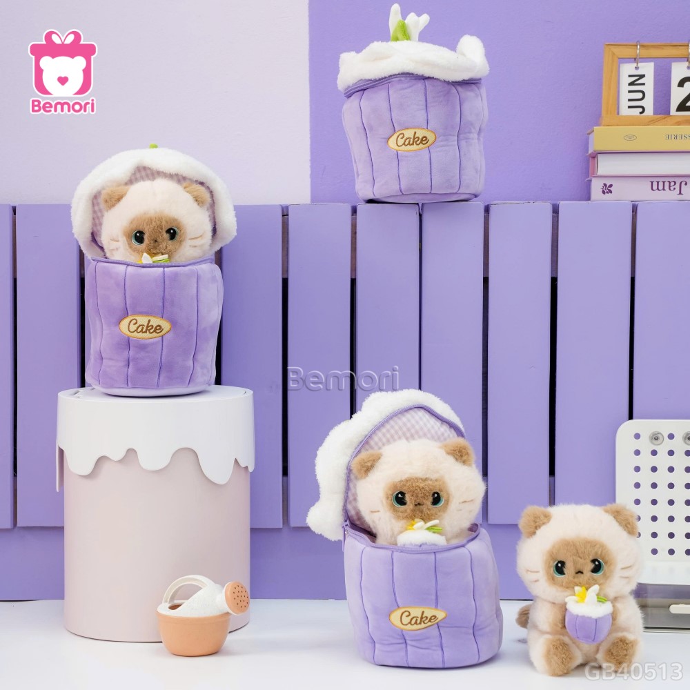 Gấu Bông Bánh Kem 2in1 Mèo Xiêm