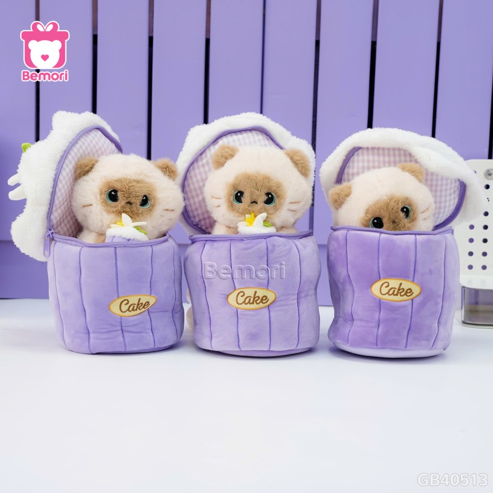 Gấu Bông Bánh Kem 2in1 Mèo Xiêm