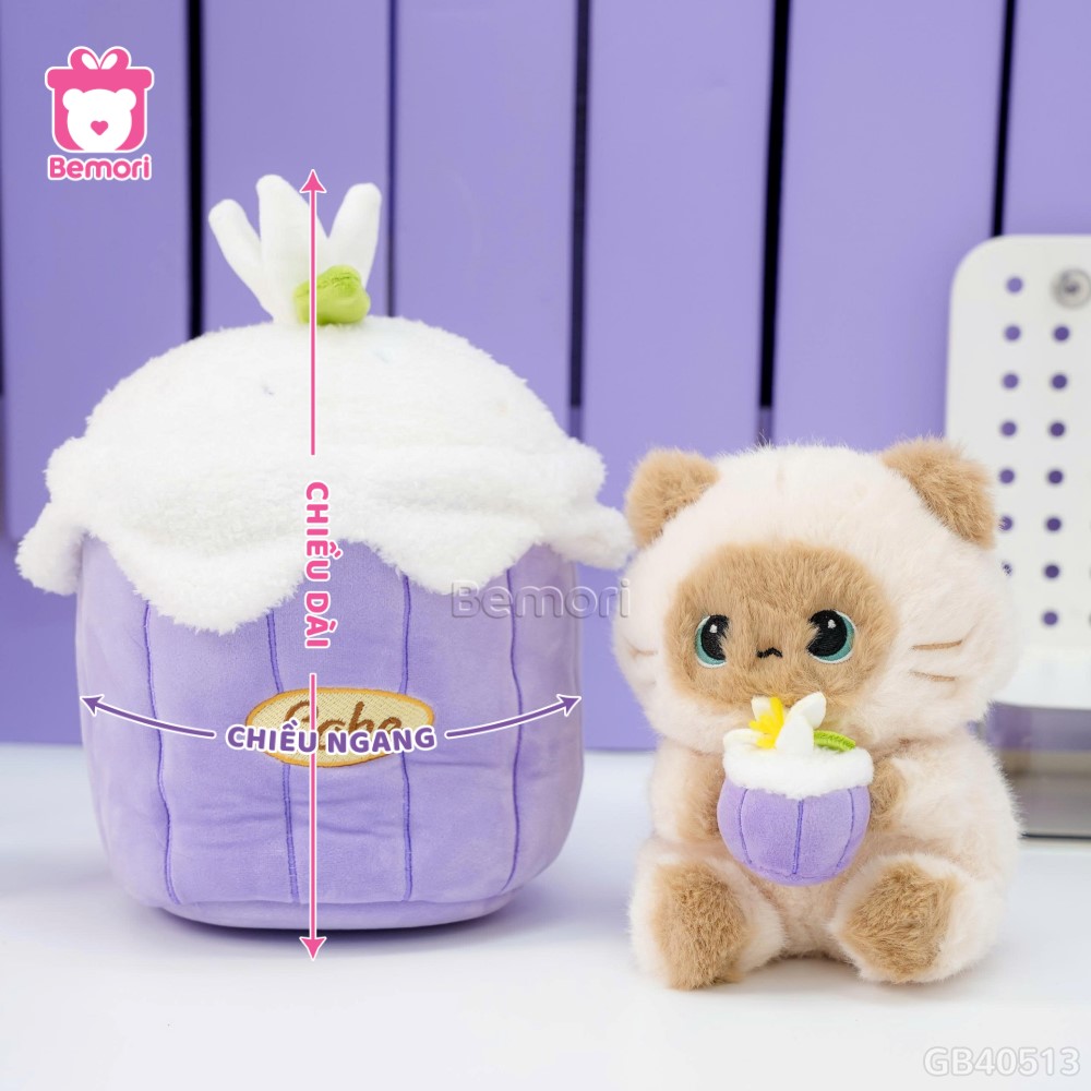 Gấu Bông Bánh Kem 2in1 Mèo Xiêm