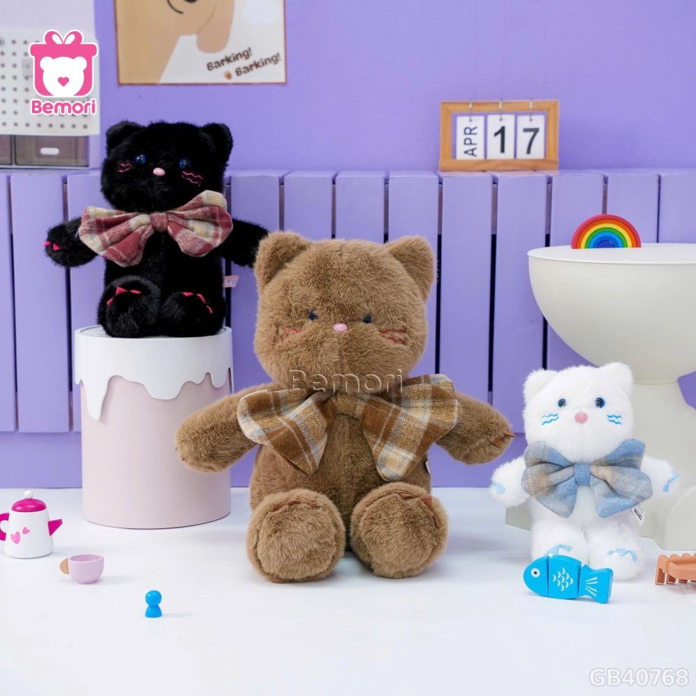 Mèo Bông Đeo Nơ Caro