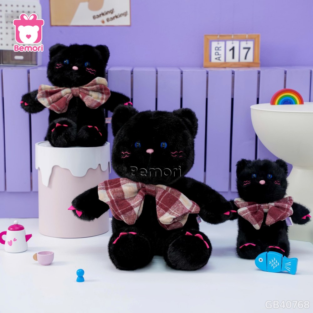 Mèo Bông Đeo Nơ Caro