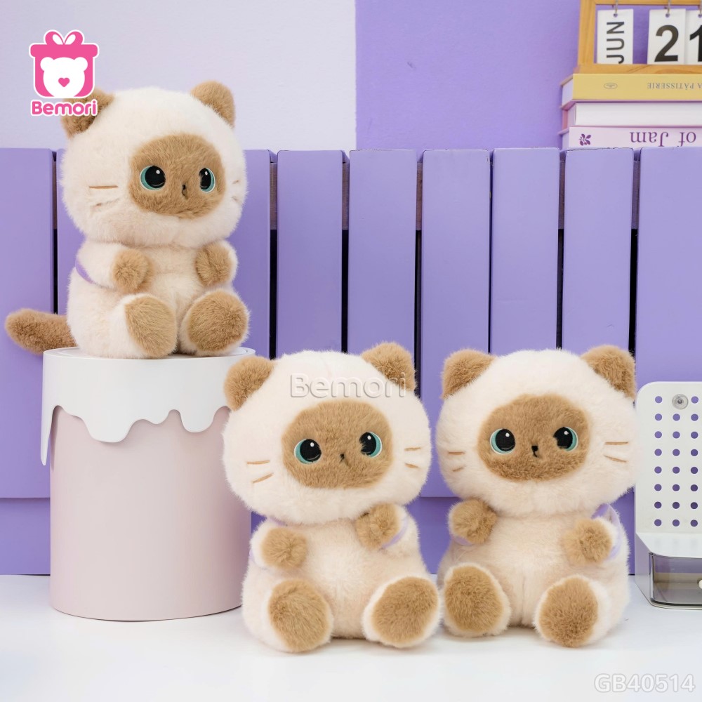 Gấu Bông Mèo Xiêm Đeo Balo Bánh Kem