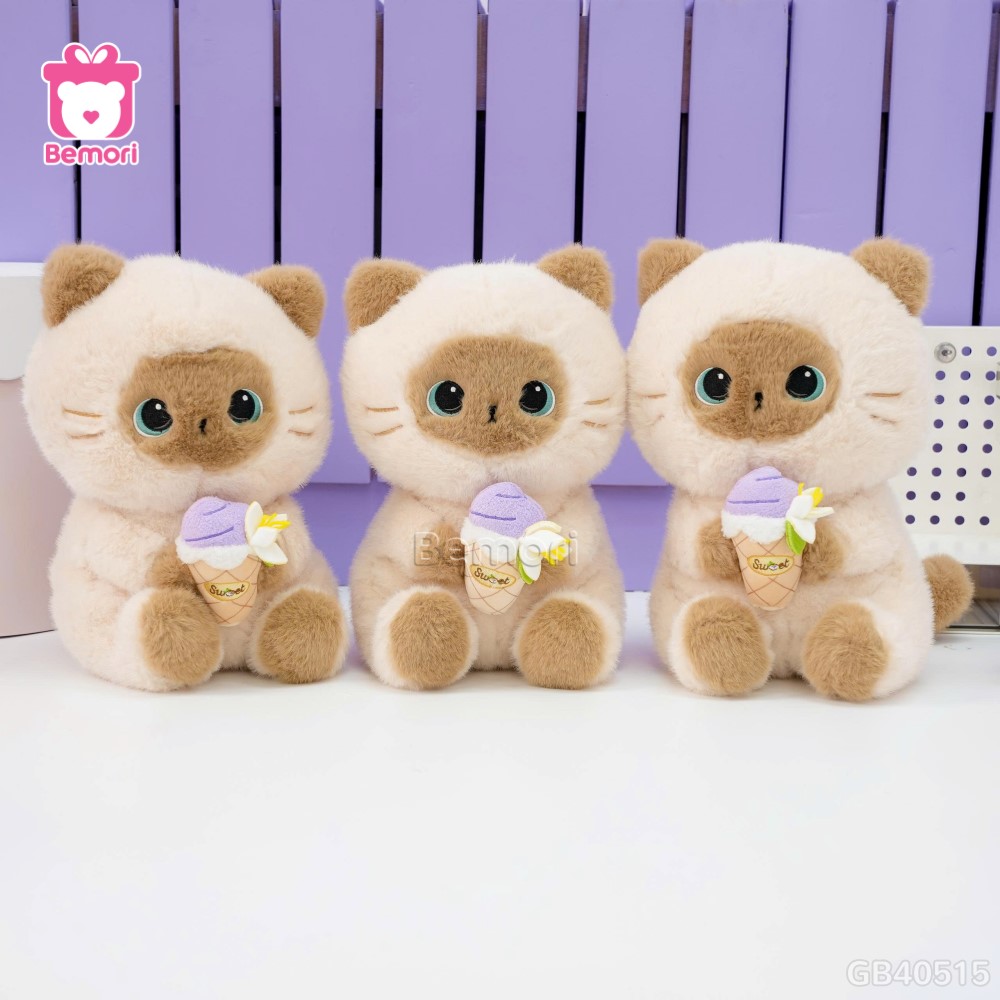 Gấu Bông Mèo Xiêm Ôm Bánh Kem