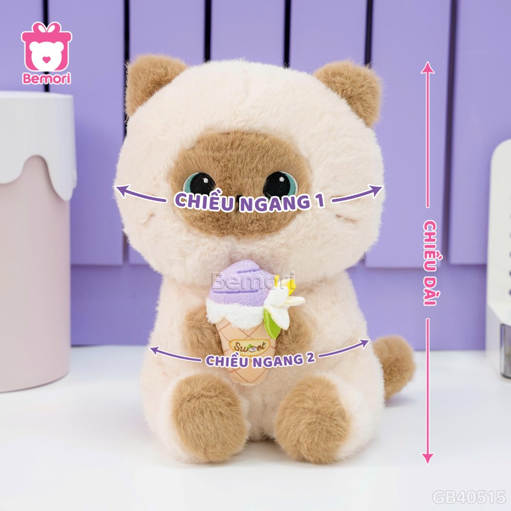 Gấu Bông Mèo Xiêm Ôm Bánh Kem