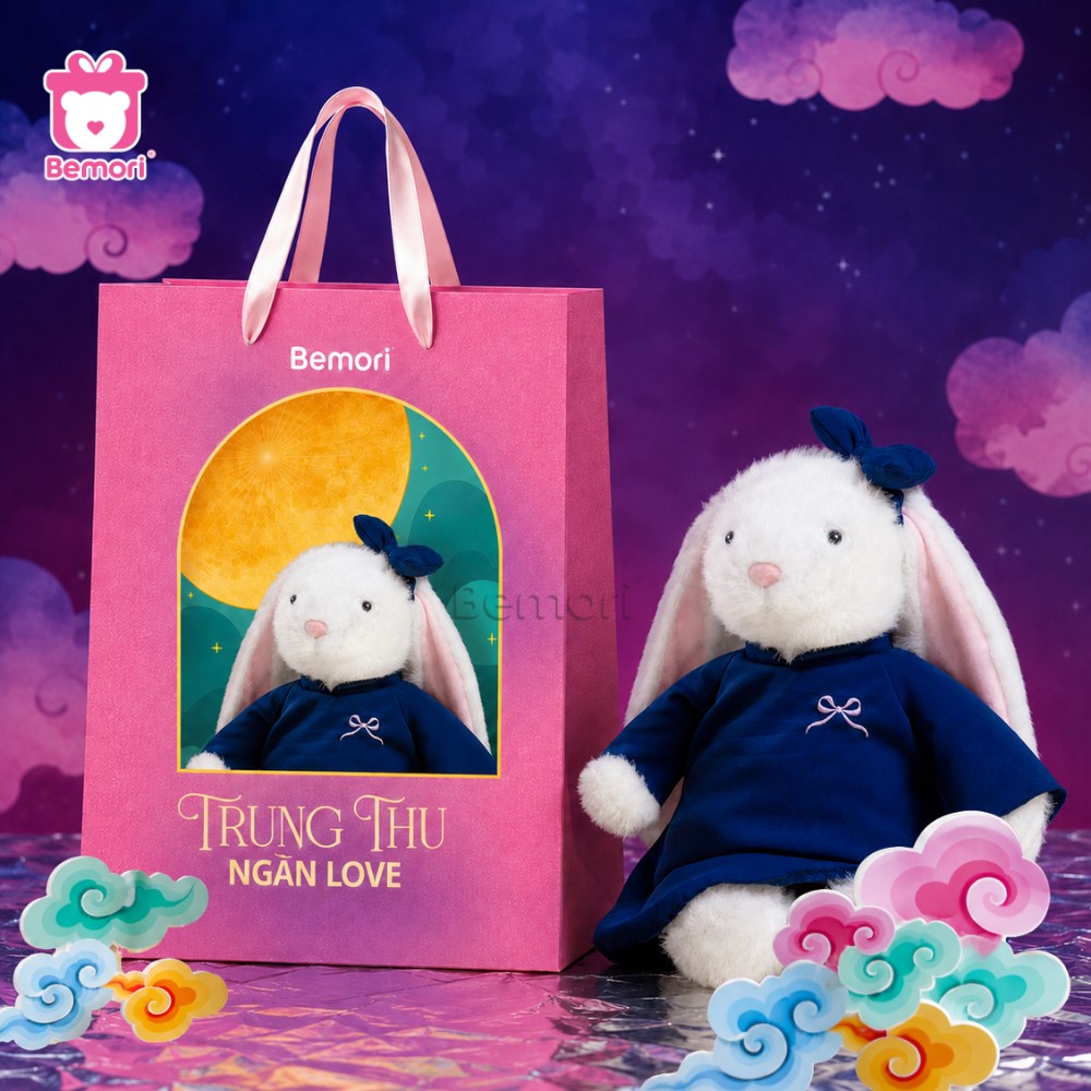 SET Quà Thỏ Bông Áo Dài xanh thanh lịch