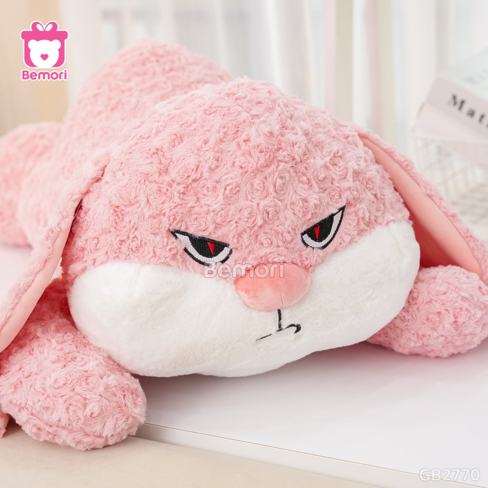 Thỏ Bông Bunny Mặt Quạo Nằm – Hồng