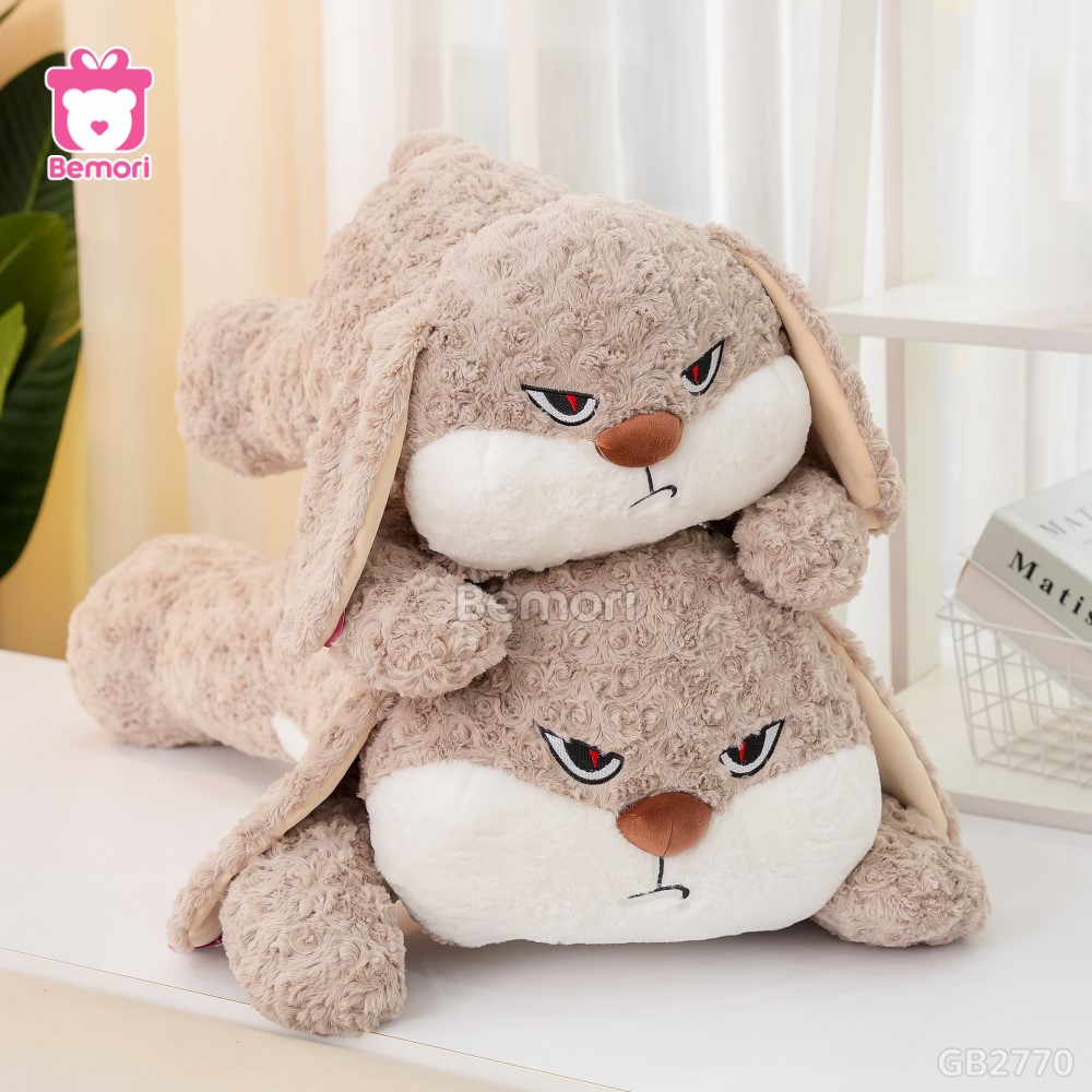 Thỏ Bông Bunny Mặt Quạo Nằm – Nâu