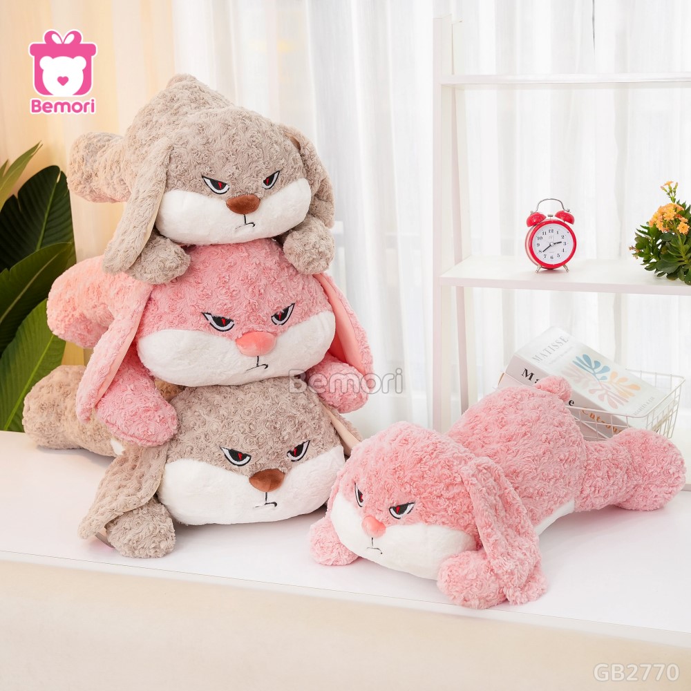 Thỏ Bông Bunny Mặt Quạo Nằm lông xoắn cao cấp, mềm mại