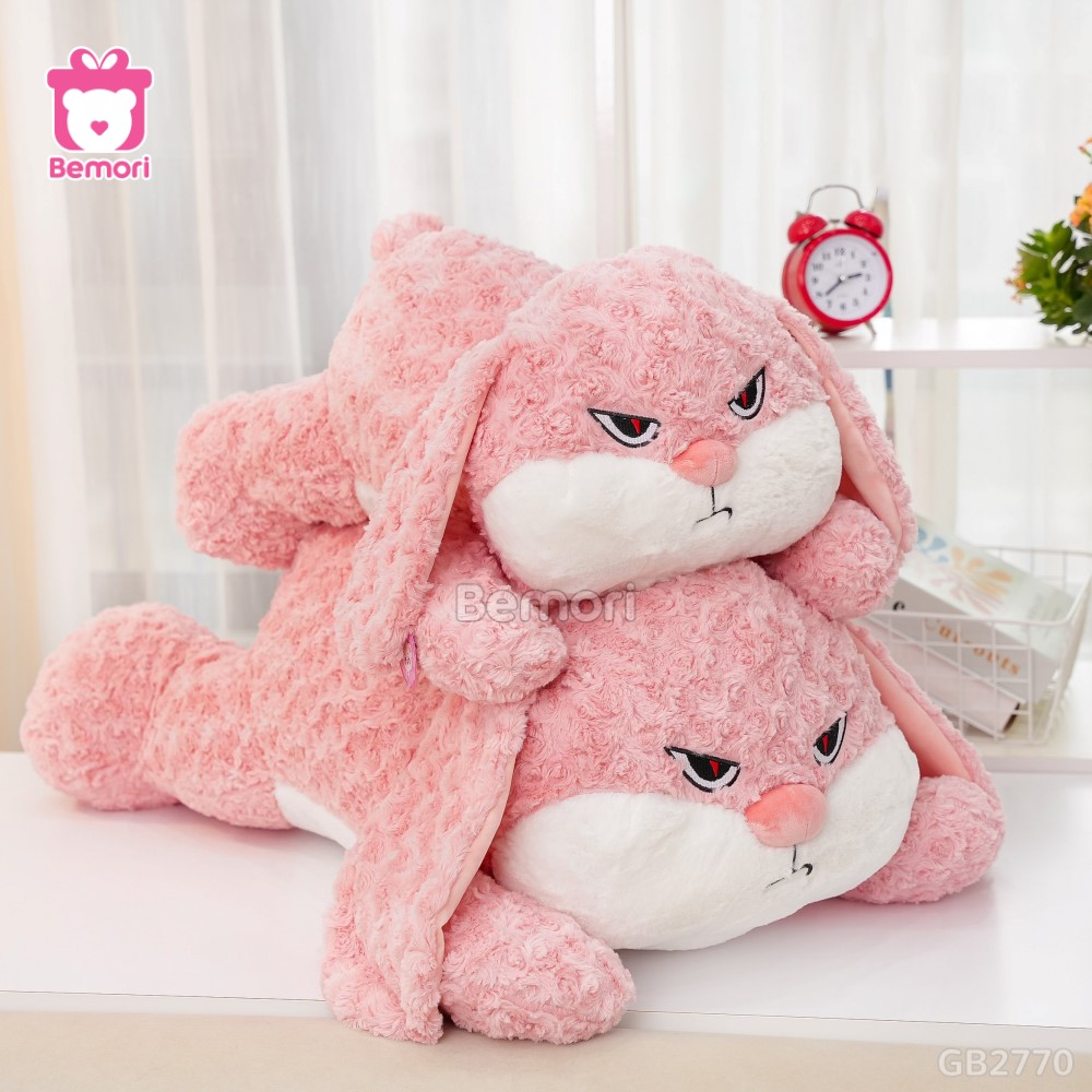 Thỏ Bông Bunny Mặt Quạo Nằm – Hồng