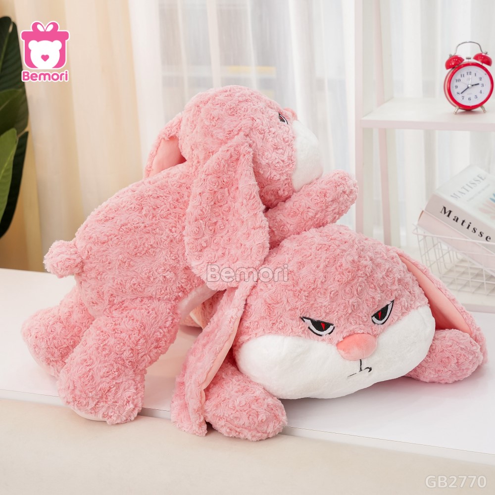 Thỏ Bông Bunny Mặt Quạo Nằm – Hồng