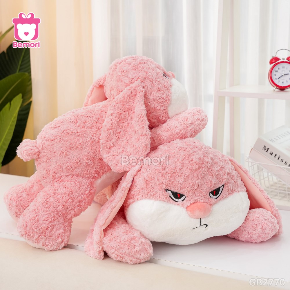 Thỏ Bông Bunny Mặt Quạo Nằm – Hồng