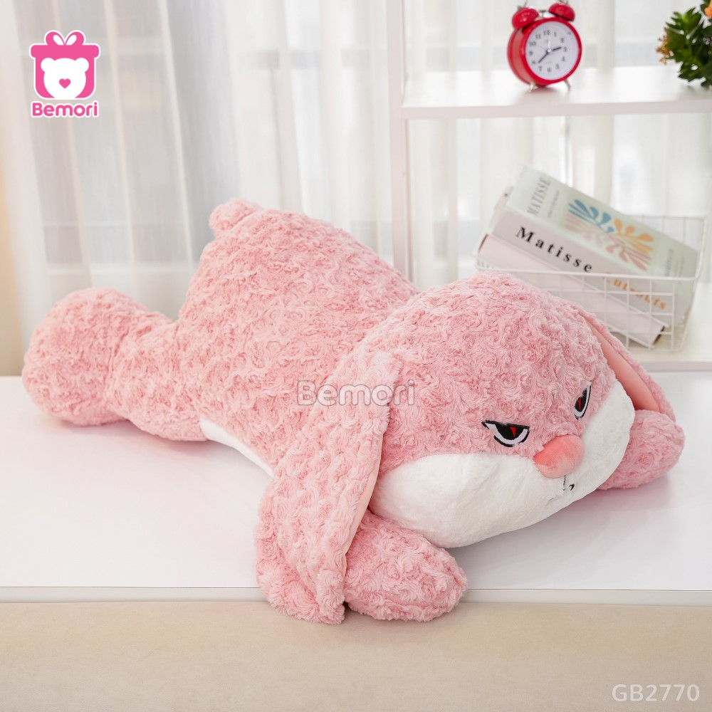 Thỏ Bông Bunny Mặt Quạo Nằm – Hồng