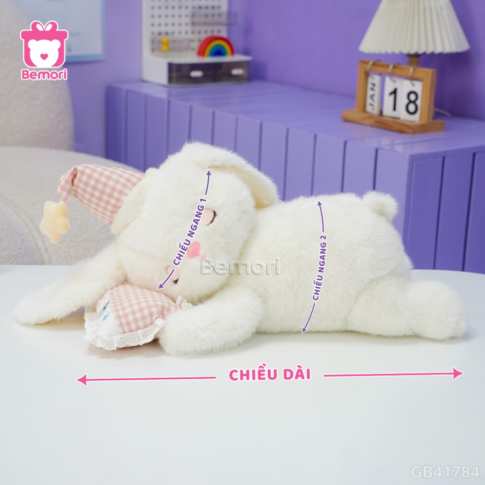 Cách đo kích thước của Thú Bông Nằm Ngủ Gối Caro