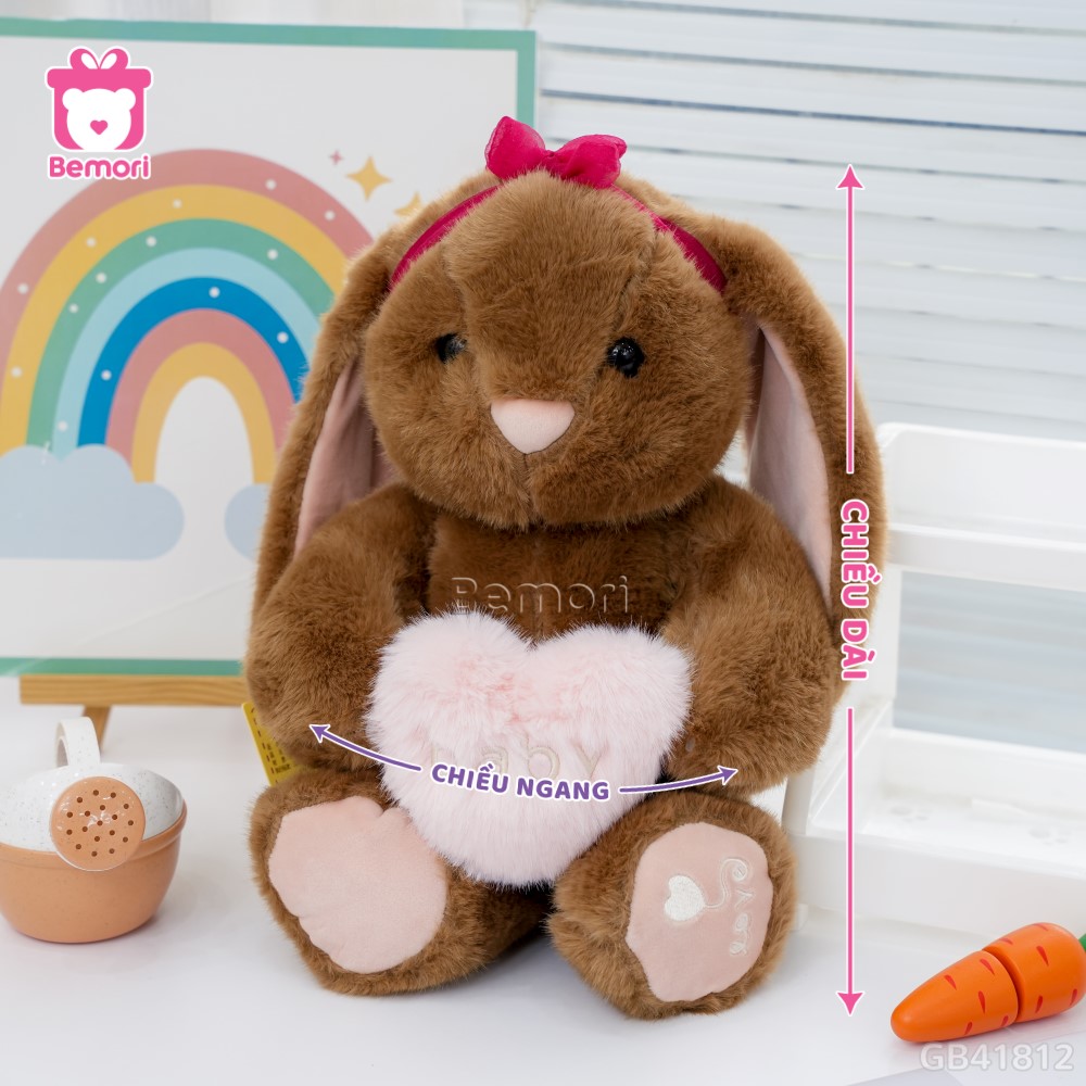 Cách đo kích thước của Thỏ Bông Ôm Tim Baby