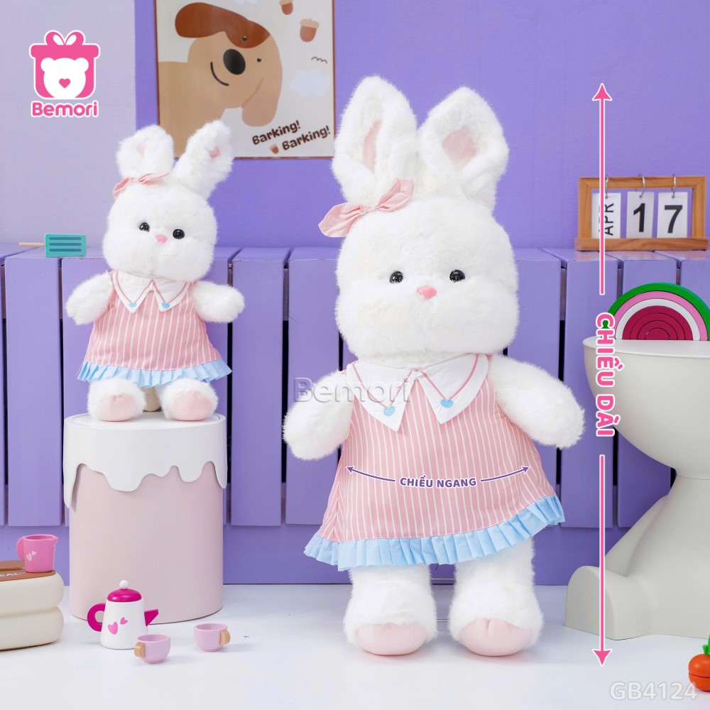 Cách đo kích thước của Thỏ Bông Váy Kẻ Xếp Ly