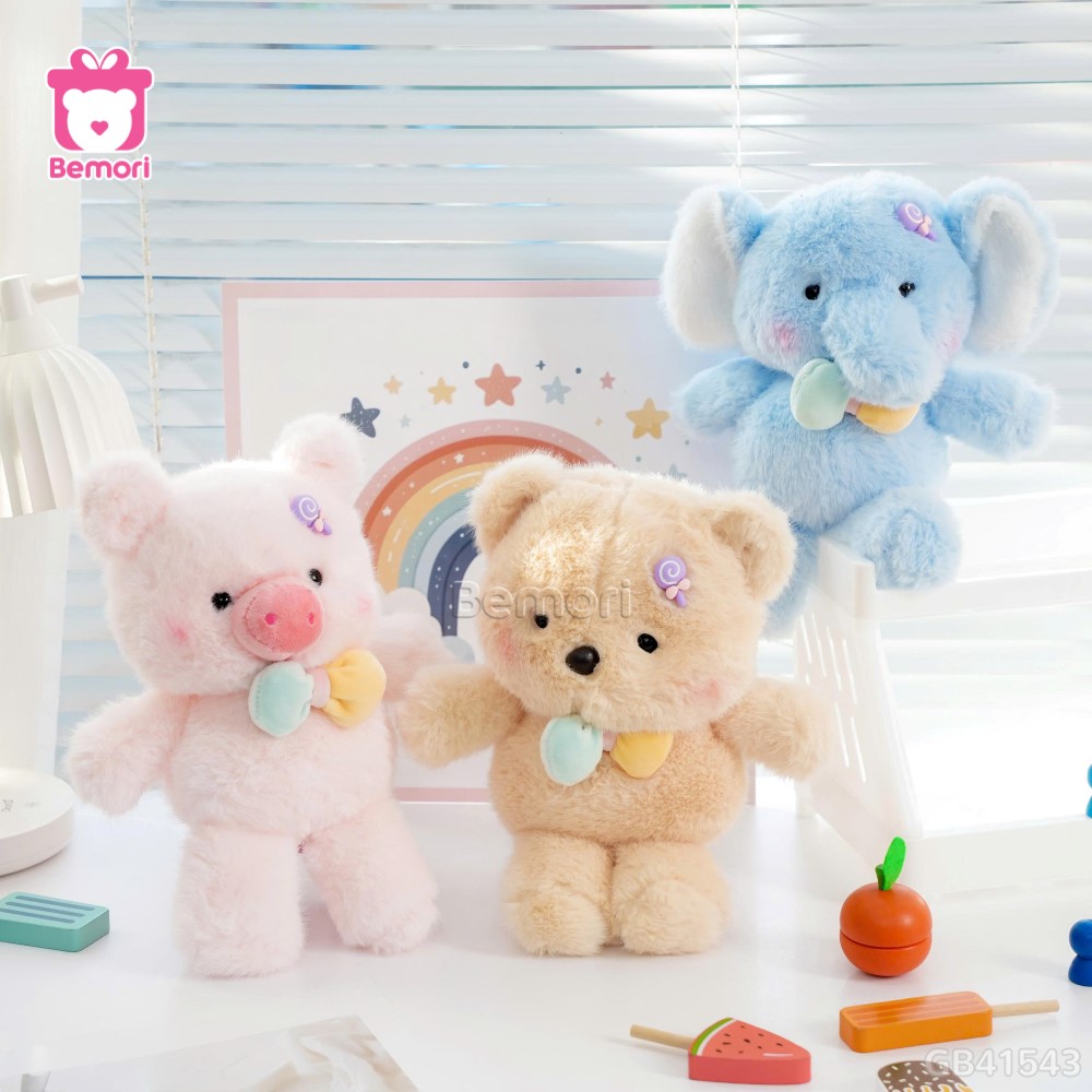 Thú Bông Kẹp Tóc Đeo Nơ