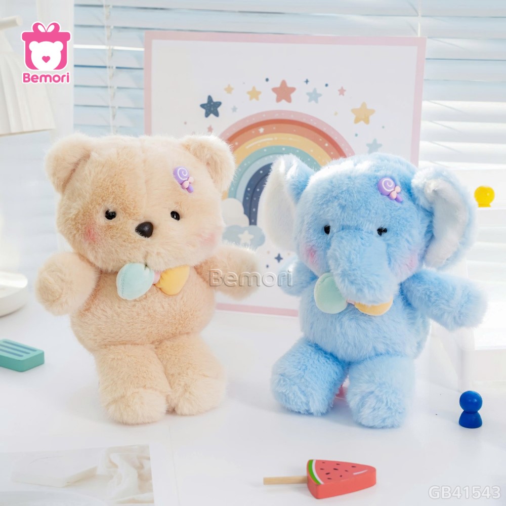 Thú Bông Kẹp Tóc Đeo Nơ