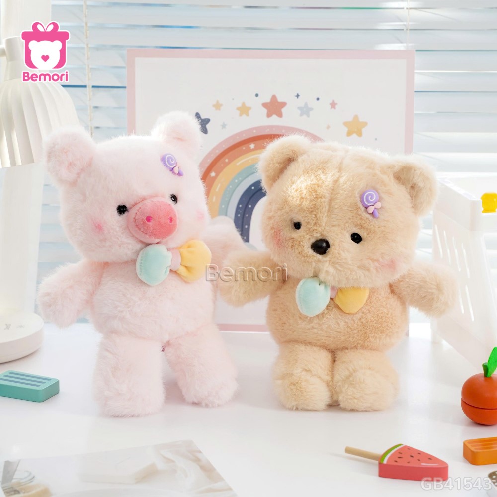 Thú Bông Kẹp Tóc Đeo Nơ