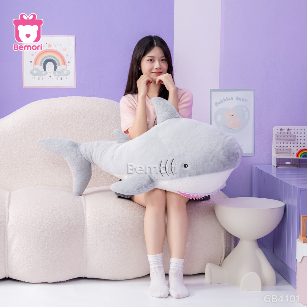 Gấu Bông Cá Mập Miệng Hồng