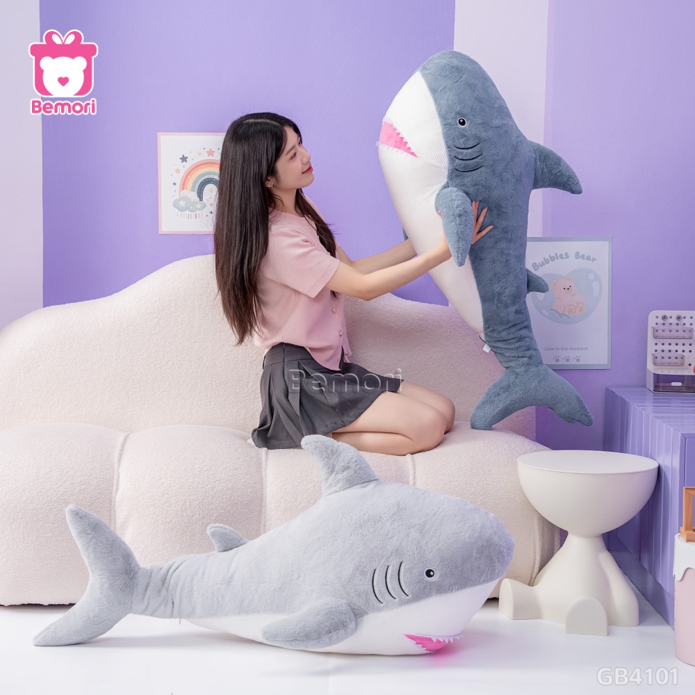 Gấu Bông Cá Mập Miệng Hồng