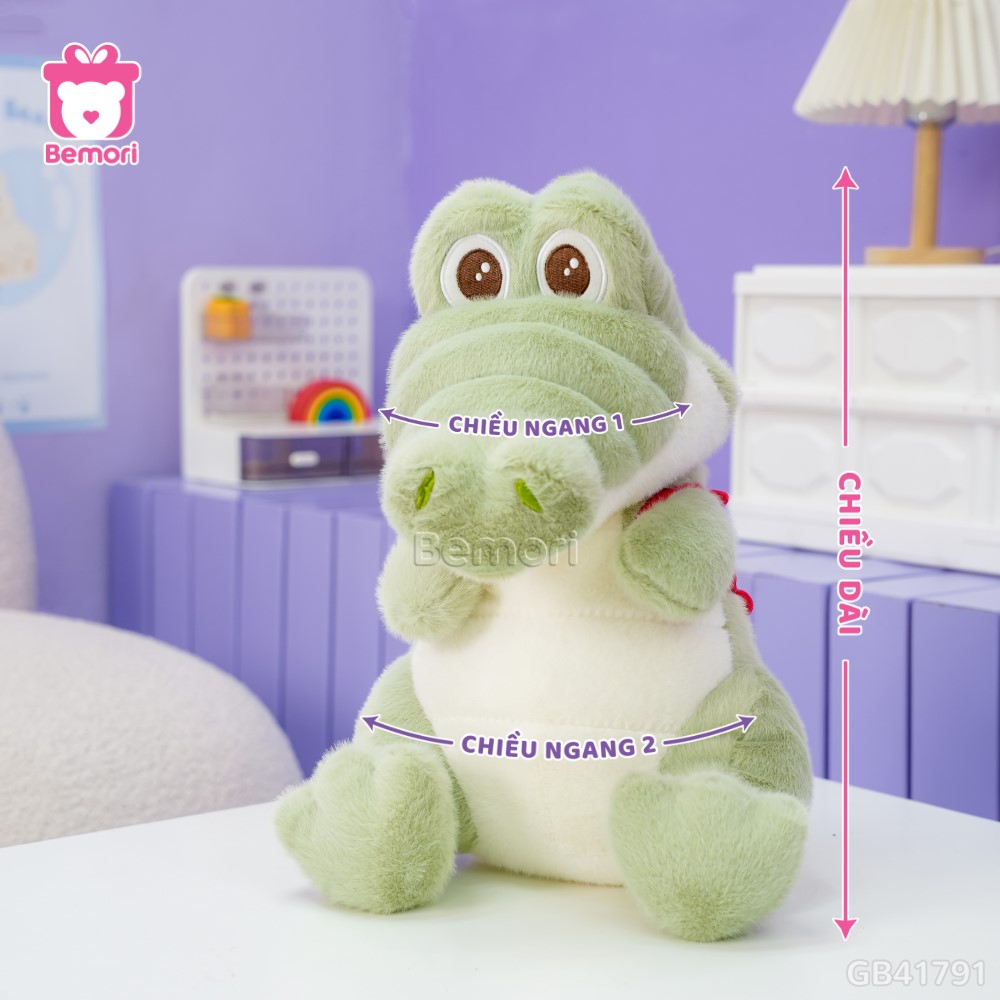 Cách đo kích thước của Gấu Bông Cá Sấu Đeo Balo Tôm Hùm