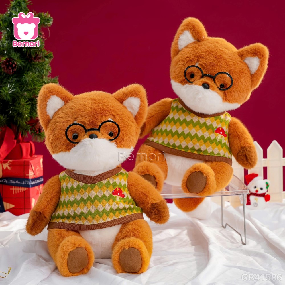 Gấu Bông Cáo Cam Đeo Kính