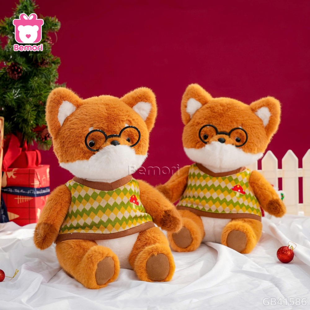 Gấu Bông Cáo Cam Đeo Kính